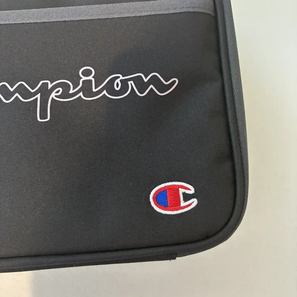 Champion NWT Black Lunch Box w/Pink Logo Built-In Hard Shell Tray